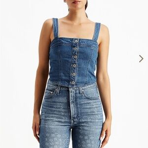 Levi's Drea Denim Buttoned Front Smocked Back Crop Top NWT!